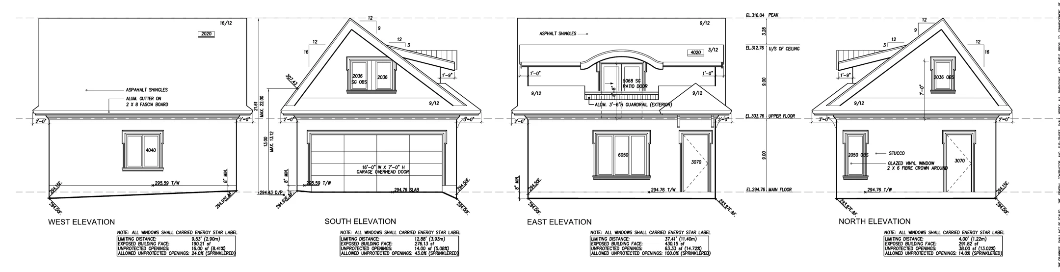 The four elevations of the laneway house