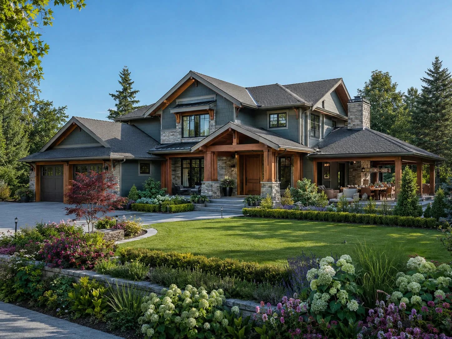 Custom home concept: craftsman with stone base and deep porch