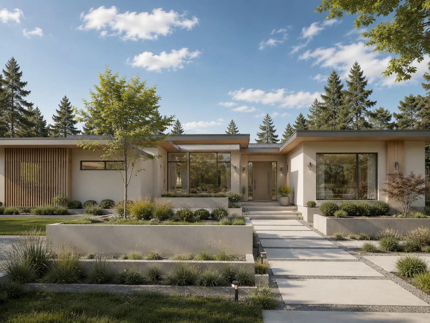Custom home concept: single-storey modern with courtyard entry