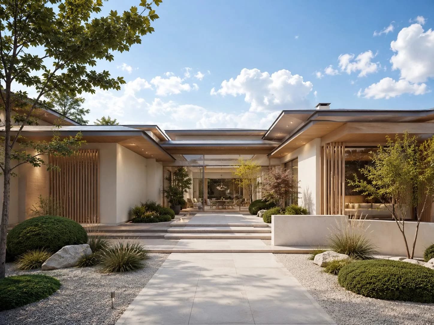 Custom home concept: courtyard home with slatted screens