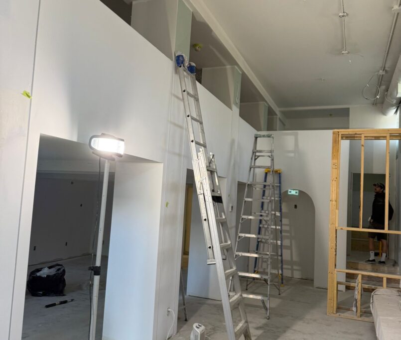 rely construction commercial projects 3696 West 8th Ave Particles Coffee Shop mid construction 10