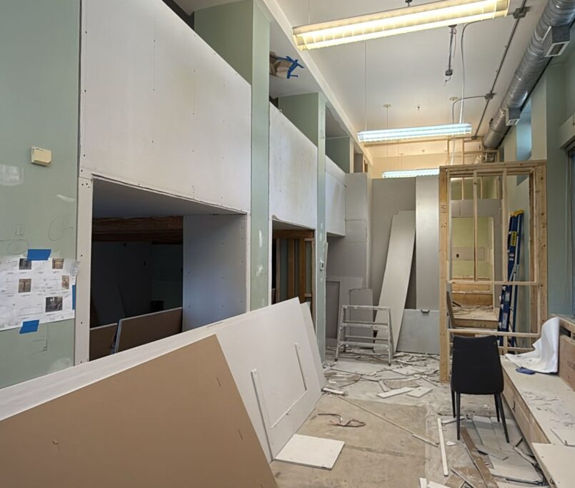 rely construction commercial projects 3696 West 8th Ave Particles Coffee Shop mid construction 11